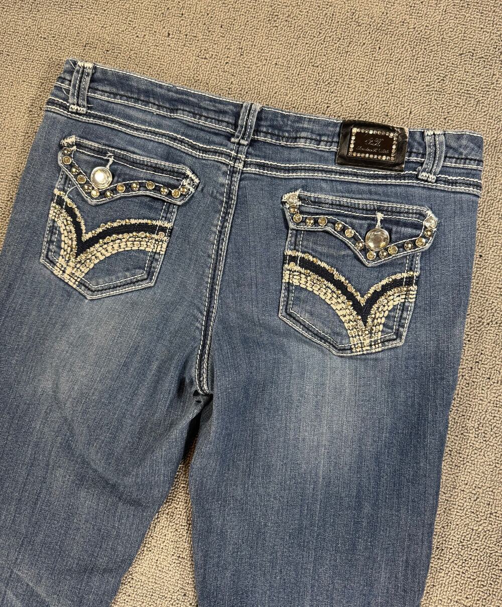 Y2K Finesse K Rhinestone Embellished Bootcut Jeans Women's Size 13